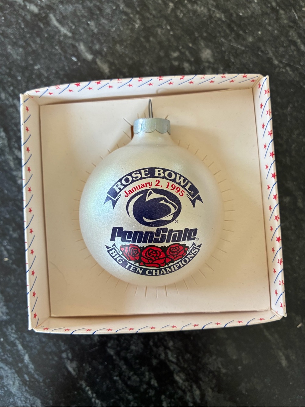 Penn State Nittany Lions Rose Bowl 1995 Big Ten Champions Glass Ornament